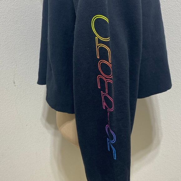 Champion Black Reverse Weave Sleeve Script Cropped Hoodie Women's Size XXL - Picture 6 of 9